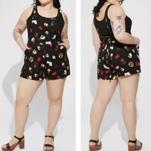 Studio Ghibli Pants - Women’s Plus Size Kiki's Delivery Service Studio Ghibli Printed Shortalls 1X